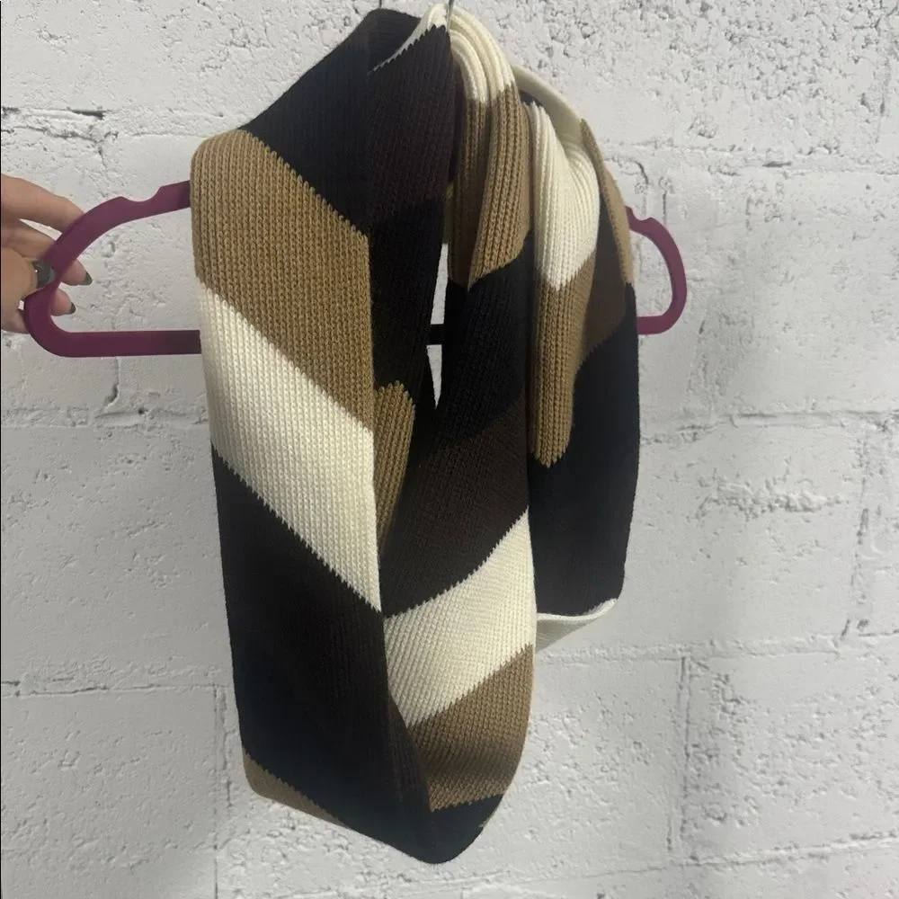 Striped Circe lScarf in Black, Brown, and Cream - BRAND NEW - Michael Kors